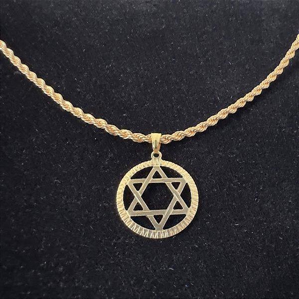 Colar Estrela De Davi Folheado A Ouro 18k