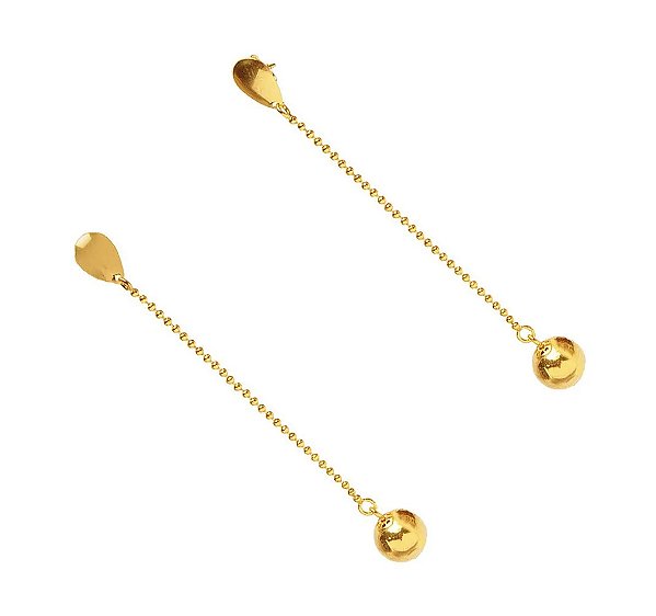 Brinco Médio Corrente De Bolinha Folheado A Ouro 18k