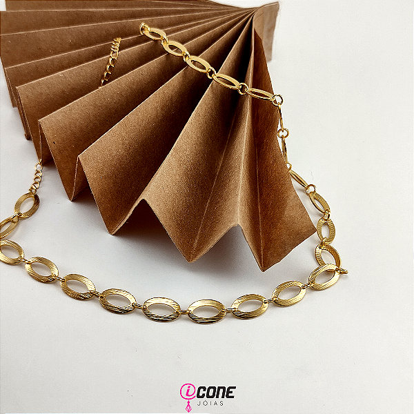 Colar Choker Maria da Paz Peças Vazadas Folheado A Ouro 18k