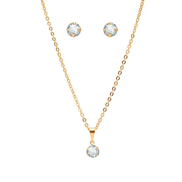 Colar e Brinco Ponto De Luz Folheado A Ouro 18k