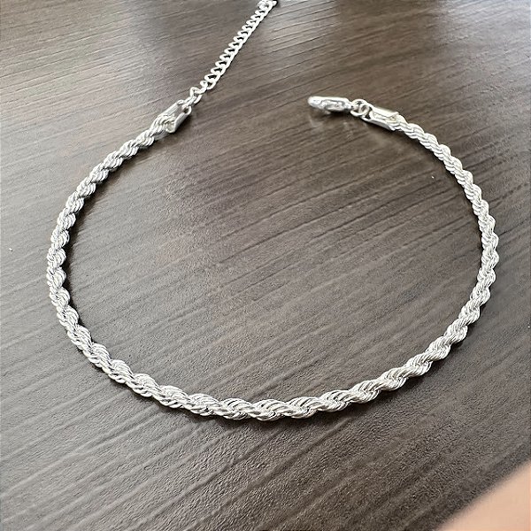 Pulseira Feminina Cordão Baiano 4mm Folheado A Prata