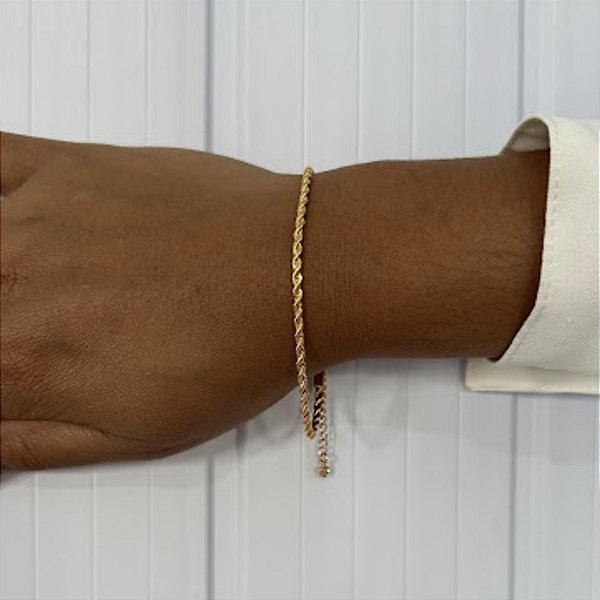Pulseira Feminina Cordão Baiano 4mm Folheado A Ouro 18k