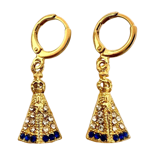 Brinco De Argolinha Nossa Senhora Aparecida Folheado A Ouro 18k