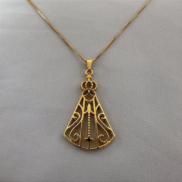 Colar Nossa Senhora Aparecida Folheada A Ouro 18k