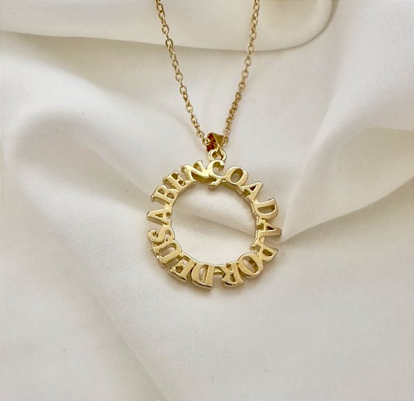 Colar Mandala Abençoada Por Deus Folheado A Ouro