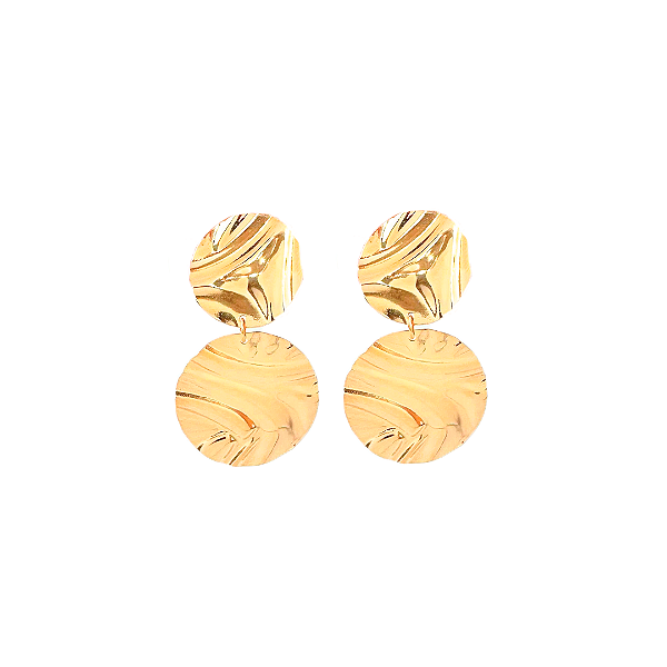 Brinco Martelado Redondo Folheado a Ouro 18k