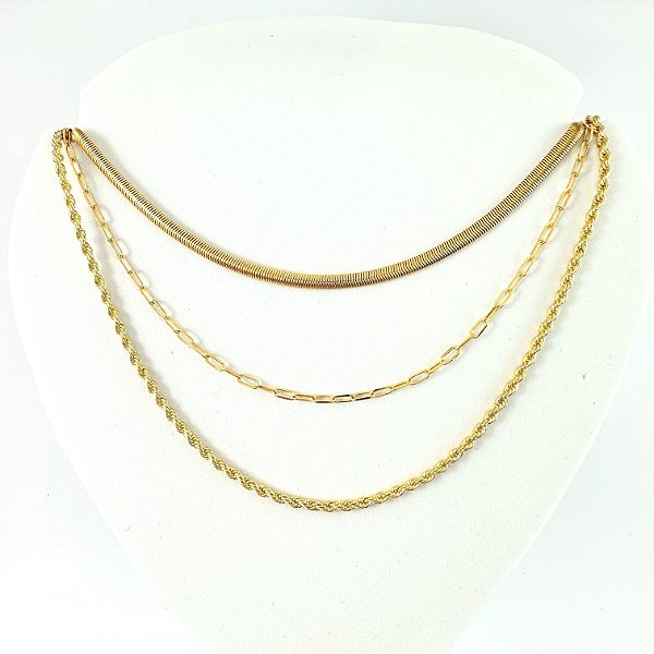 Conjunto De Colares Folheado A Ouro 18k