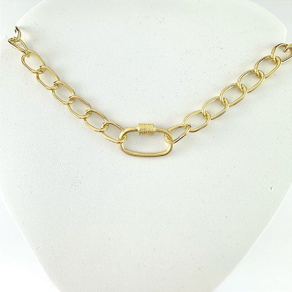 Choker Fecho Mosquetão Folheado A Ouro 18K