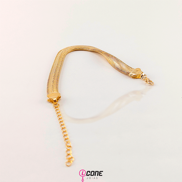 Pulseira Fio Alemão Grossa Folheado em Ouro 18k
