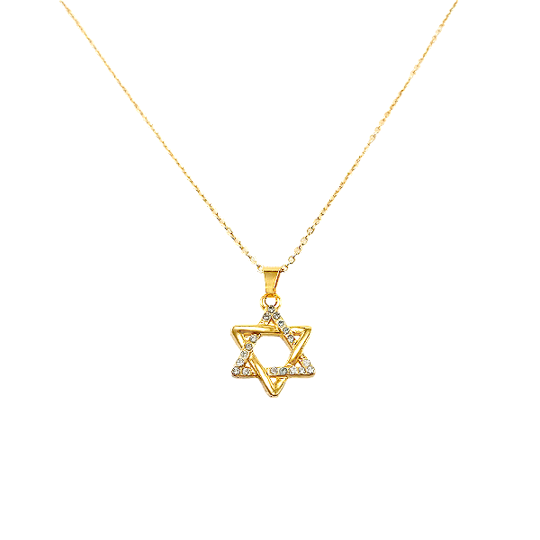 Colar Estrela de Davi Folheado a Ouro 18K