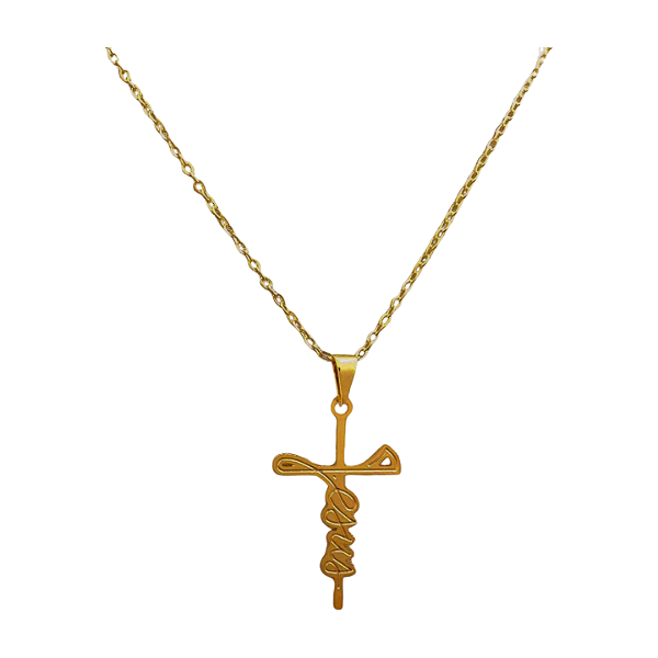 Colar Religioso Jesus Cruz Folheado a Ouro 18K