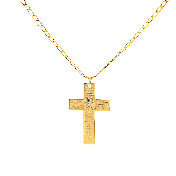 Corrente Cartier Masculino Religioso Folheado A Ouro 18K