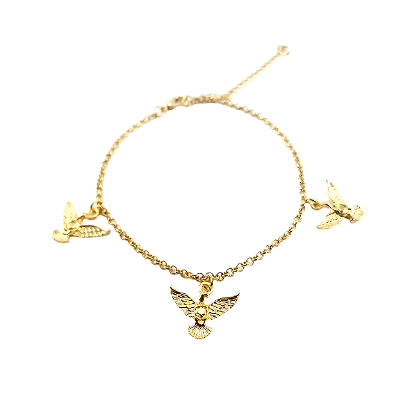 Pulseira Espírito Santo Folheado A Ouro 18k