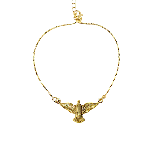 Pulseira Religiosa Espírito Santo Folheado a Ouro 18K