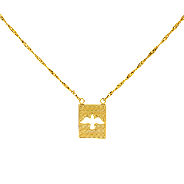 Escapulário Divino Espírito Santo Folheado Ouro 18k