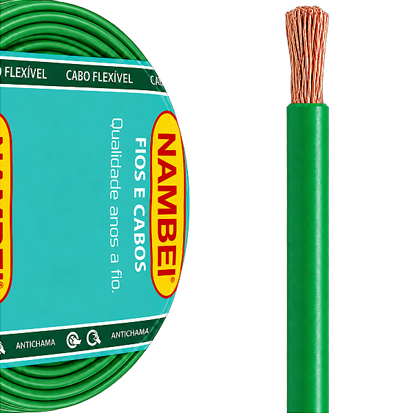 Cabo Flexível 16,00 mm 750v Verde C/1 Metro Nambei