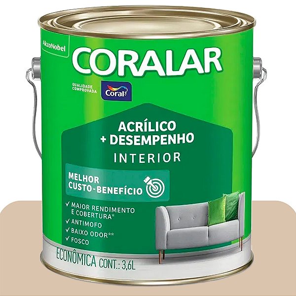 Tinta de Parede Acrílico Coral + Desempenho Camurça 3,6L