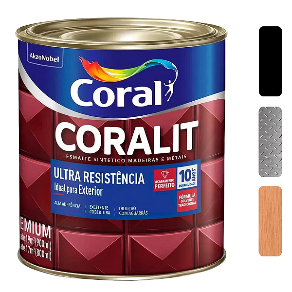Esmalte Coral Coralit Ultra Preto Brilhante 900 ml