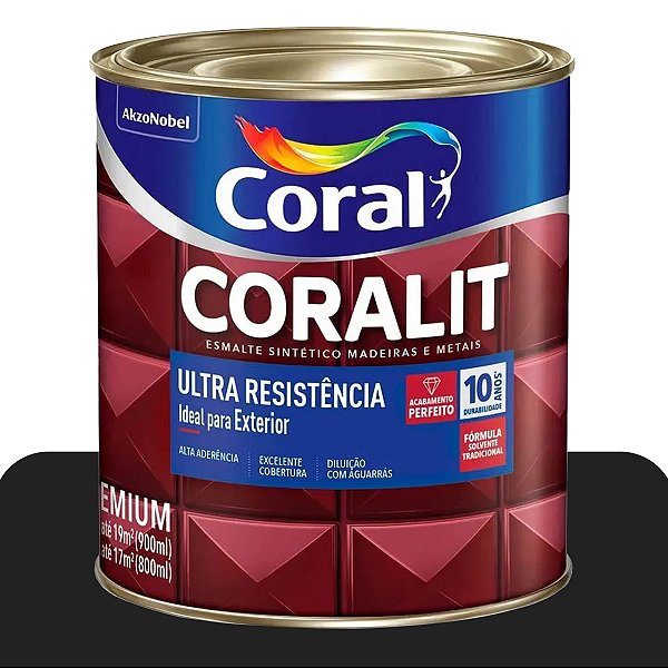 Esmalte Coral Coralit Ultra Preto Fosco 0,9L