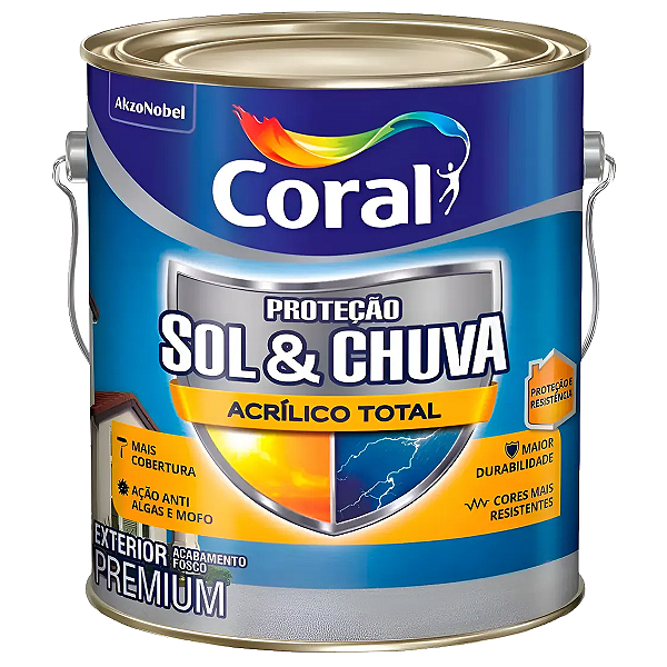 Tinta de Parede Externa Coral Sol e Chuva Branco Acrílico Total 3,6L