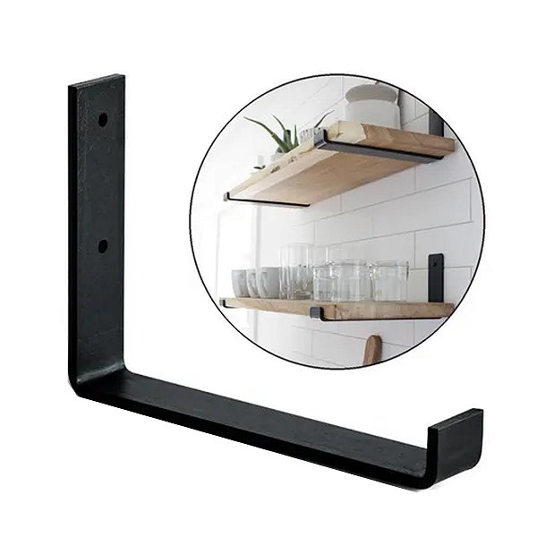 CANTONEIRA PARA PRATELEIRA DE 20 CM PRETA DESIGN INDUSTRIAL