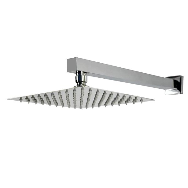 Ducha de Banho Quadrada 20x20 Parede C/ Braço 30cm Inox