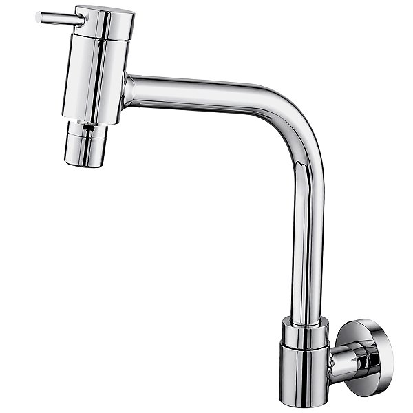 Torneira Cozinha Bica Alta Longa Metal Parede Com Arejador Articulado Cuba Luxsanit