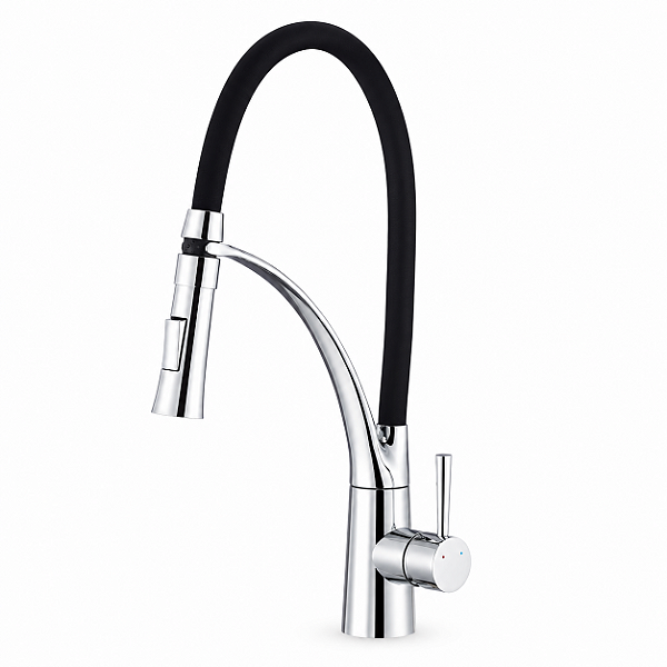 Misturador Monocomando Gourmet Cozinha Mesa Bica Flexível Preta