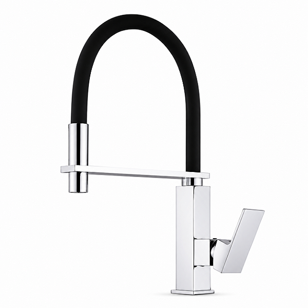Misturador Monocomando Gourmet Luxsanit Cromado com Ducha Extraível para Cozinha e Área Gourmet