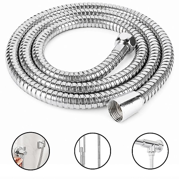 Engate Flexível Aço Inox Para Duchas 1/2'' x 2,00 Metros