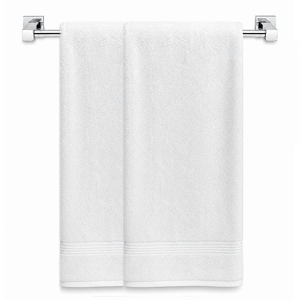 Porta Toalha de Banho Metal Inox Cromado Design Quadrado 40 cm