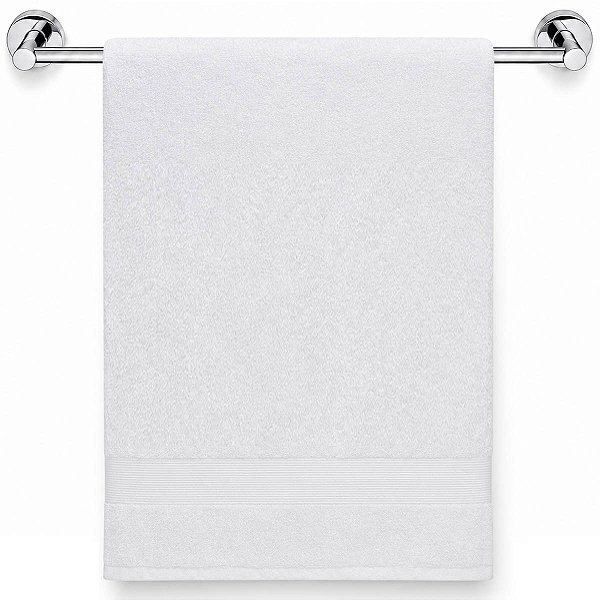 Porta Toalha de Banho Metal Inox Cromado Design Redondo 55 cm