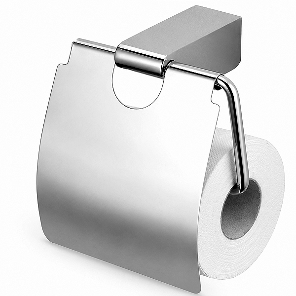 Porta Papel Higiênico Papeleira Metal Inox  Cromada Luxo Design Quadrado de Parede