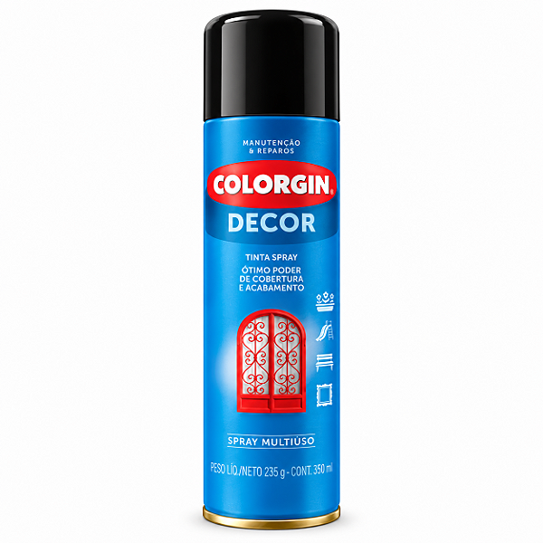 Tinta Spray Preto Brilhante 360ml Colorgin Decor