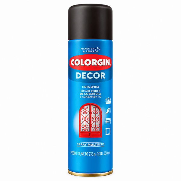 Tinta Spray Preto Fosco 360ml Colorgin Decor