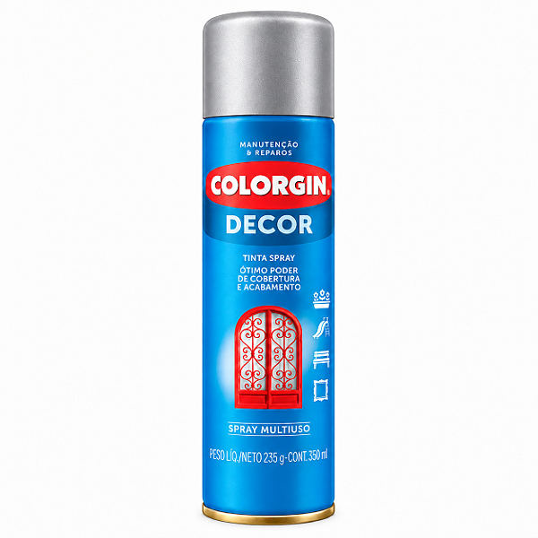 Tinta Spray Alumínio Brilhante 360ml Colorgin Decor