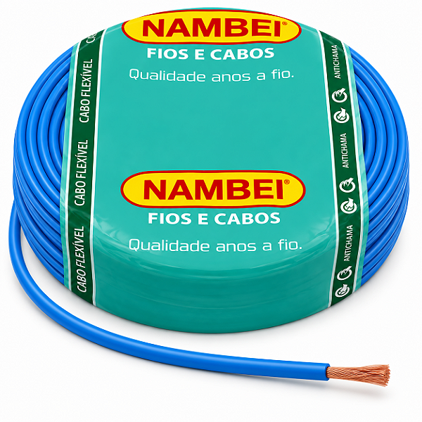 Cabo Flexível 4,00 mm 750v Azul Rolo C/100m Nambei
