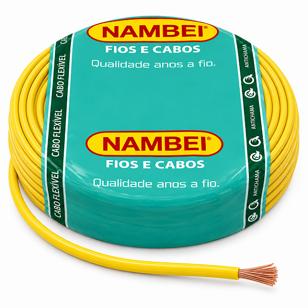 Cabo Flexível 4,00 mm 750v Amarelo Rolo C/100m Nambei