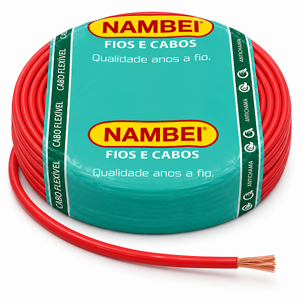 Cabo Flexível 4,00 mm 750v Vermelho Rolo C/100m Nambei