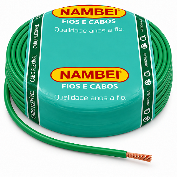 Cabo Flexível 6,00 mm 750v Verde Rolo C/100m Nambei