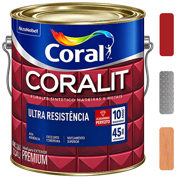 Esmalte Coral Coralit Ultra Vermelho Brilhante Galão 3,6l