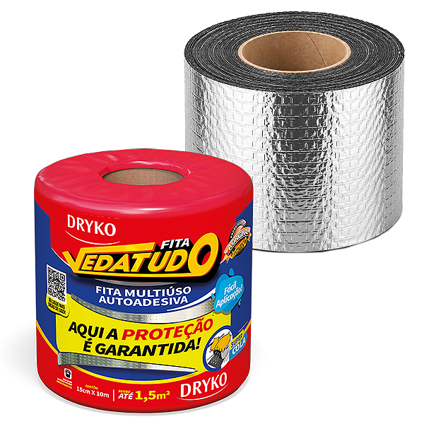 Fita Adesiva Veda Tudo Manta Asfáltica 15cmx10m Dryko