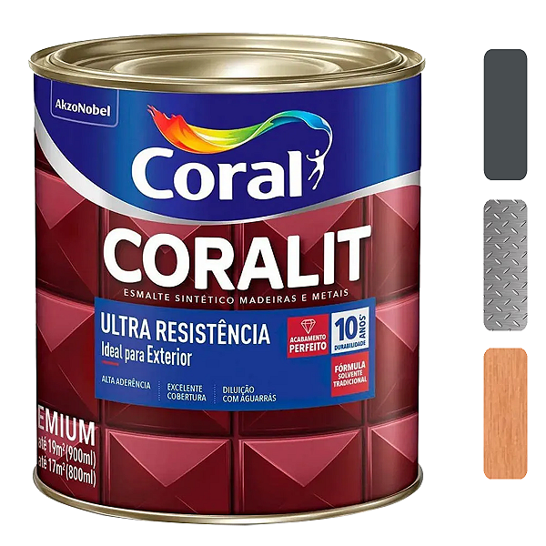 Esmalte Coral Coralit Ultra Cinza Escuro Brilhante 900 ml