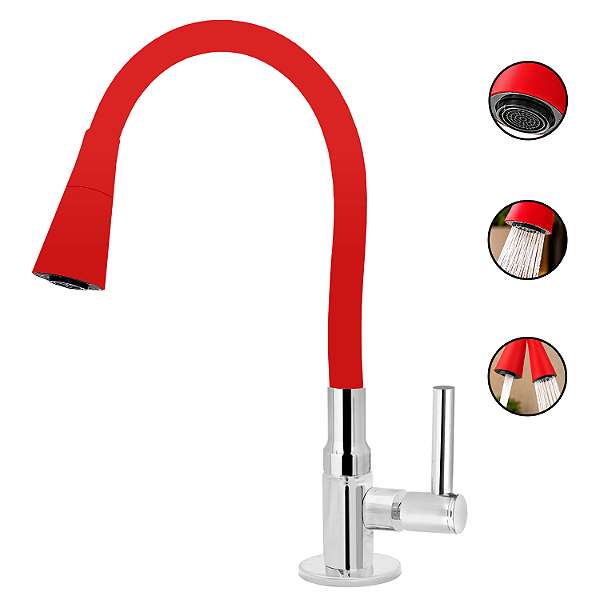 Torneira Cozinha Gourmet Duplo Jato Mesa 1/4V C11