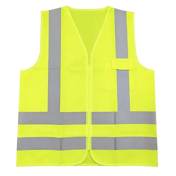 Colete Refletivo Amarelo C/ Bolso e Ziper Tam XG