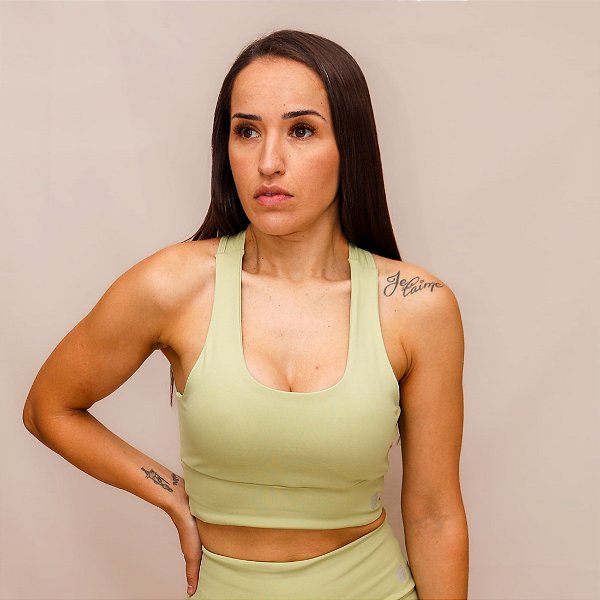 Top Decote U Confort Treino Corrida - Alga