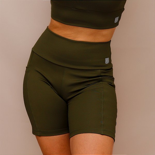 Shorts Confort Bolso Treino Corrida - Exercito