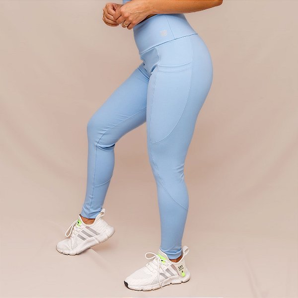 Legging Confort Bolso Treino Corrida - Azul Frozen