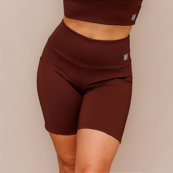 Shorts Confort Bolso Treino Corrida - Coffee