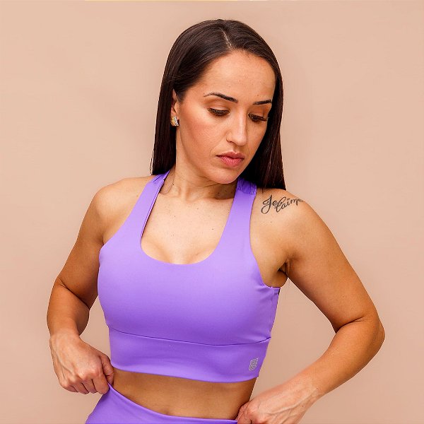 Top Decote U Confort Treino Corrida - Violeta
